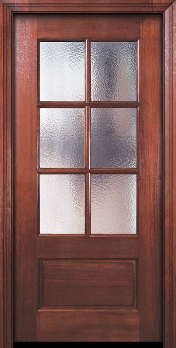 80" 6 Lite TDL DoorCraft Mahogany Door w/Textured Glass