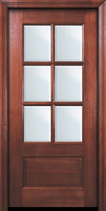 80" 6 Lite TDL DoorCraft Mahogany Door w/Bevel IG