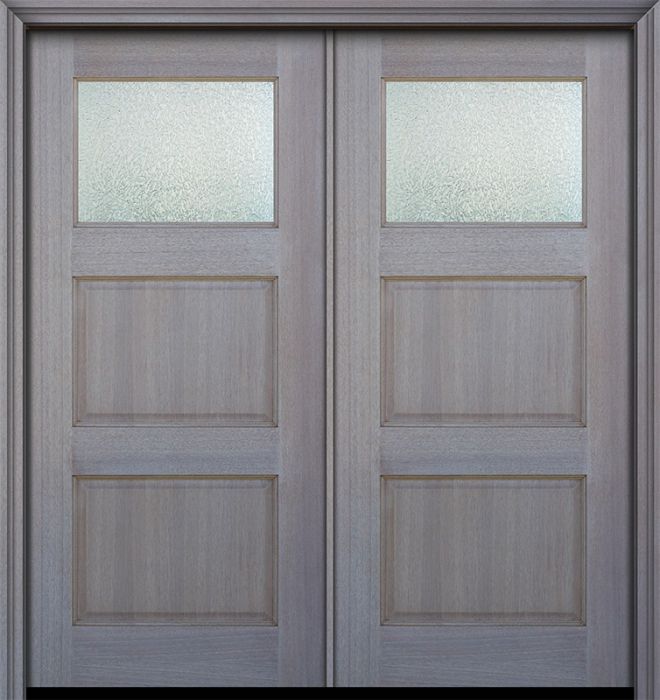 80" Double 1 lite TDL Continental DoorCraft Mahogany Door w/Textured Glass