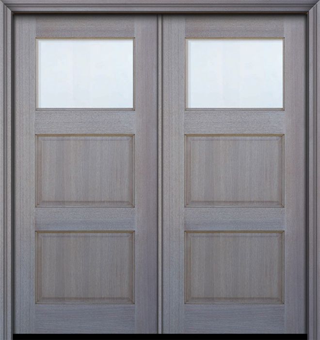 80" Double 1 lite TDL Continental DoorCraft Mahogany Door w/Bevel IG