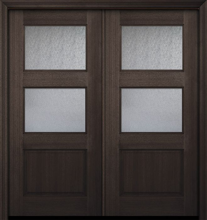 80" Double 2 lite TDL Continental DoorCraft Mahogany Door w/Textured Glass