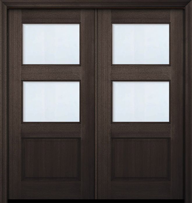 80" Double 2 lite TDL Continental DoorCraft Mahogany Door w/Bevel IG