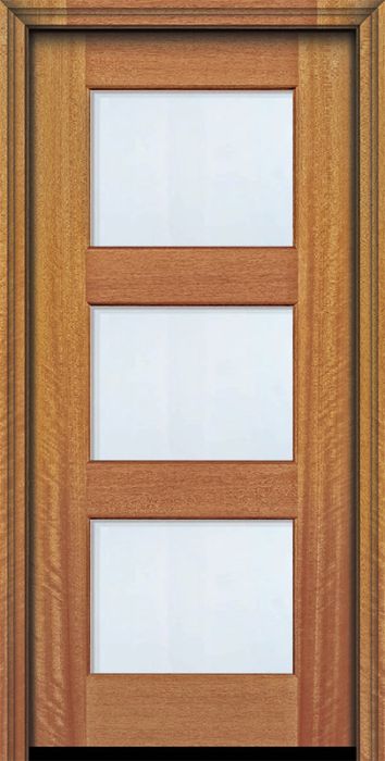 80" 3 lite TDL Continental DoorCraft Mahogany Door w/Bevel IG