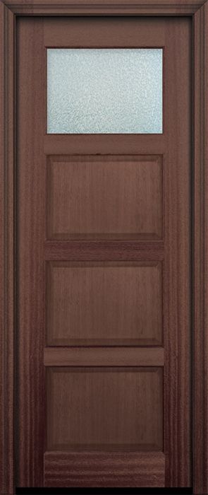 96" 1 lite TDL Continental DoorCraft Mahogany Door w/Textured Glass