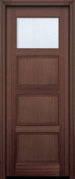 96" 1 lite TDL Continental DoorCraft Mahogany Door w/Bevel IG