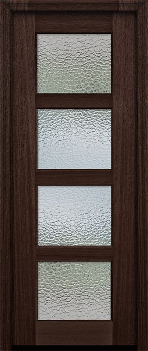 96" 4 lite TDL Continental DoorCraft Mahogany Door w/Textured Glass