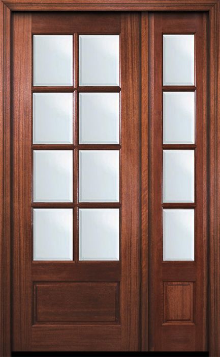 96" 8 Lite TDL DoorCraft Mahogany Door /1side w/Bevel IG