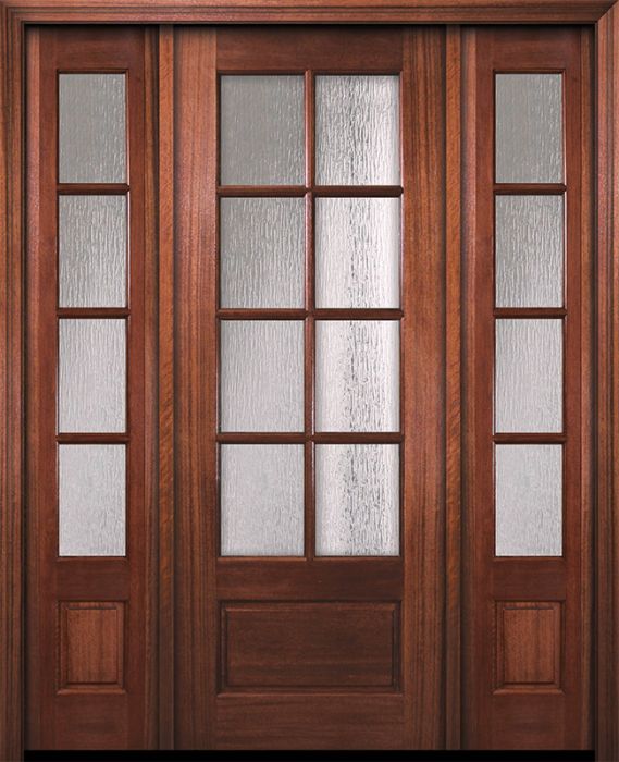 96" 8 Lite TDL DoorCraft Mahogany Door /2side w/Textured Glass