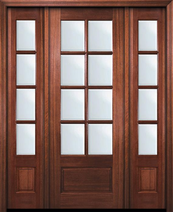 96" 8 Lite TDL DoorCraft Mahogany Door /2side w/Bevel IG