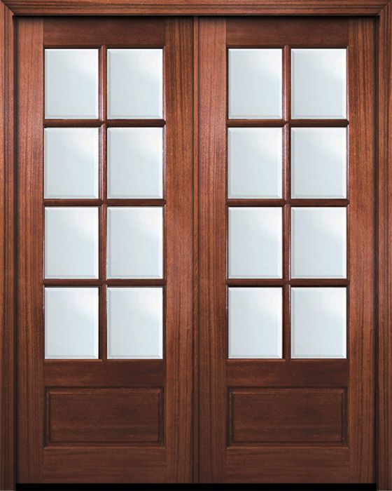 96" Double 8 Lite TDL DoorCraft Mahogany Door w/Bevel IG