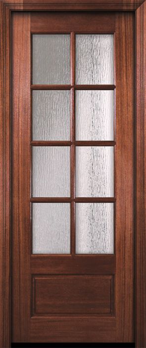 96" 8 Lite TDL DoorCraft Mahogany Door w/Textured Glass