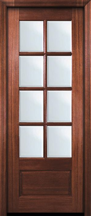 96" 8 Lite TDL DoorCraft Mahogany Door w/Bevel IG