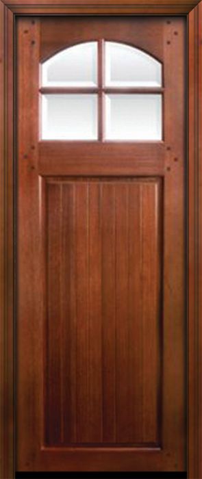 36" x 96" Bungalow 4 Lite SDL 1 Panel Mahogany Door