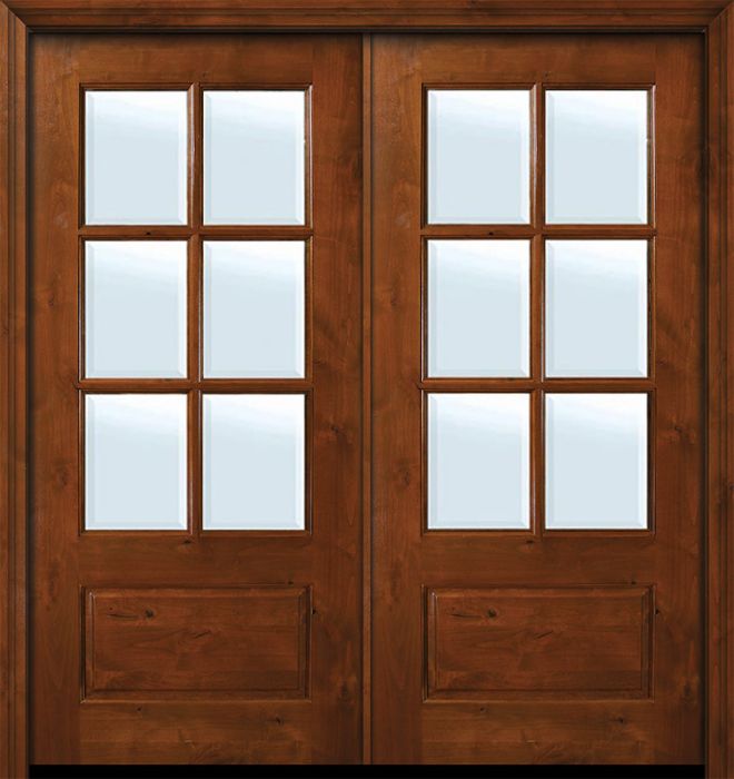 36" x 80" Double 6 lite TDL Estancia Alder Door w/Bevel IG