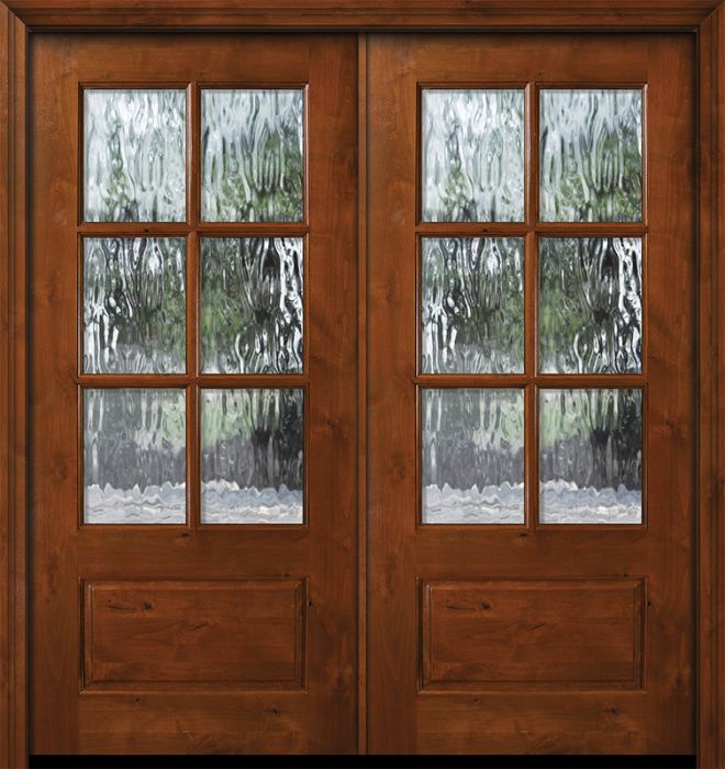 36" x 80" Double 6 lite TDL Estancia Alder Door w/Textured Glass