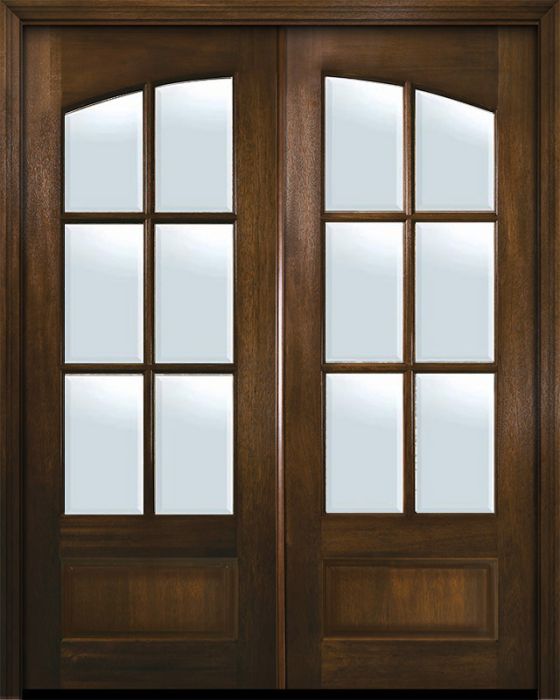 96" Double Square Top Arch Lite 6 Lite TDL DoorCraft Mahogany Door w/Bevel IG