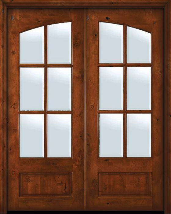 96" Double Square Top Arch Lite 6 Lite TDL Estancia Alder Door w/Bevel IG