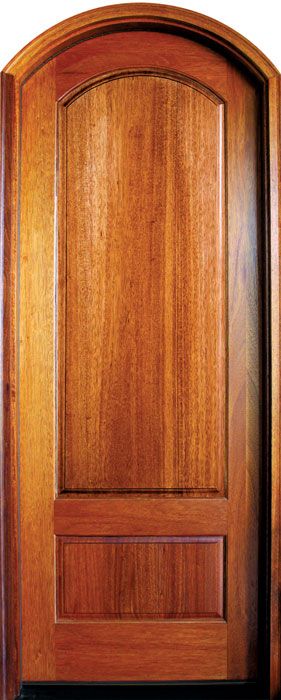 96" Mahogany Tiffany Solid Panel Single Door/Arch Top