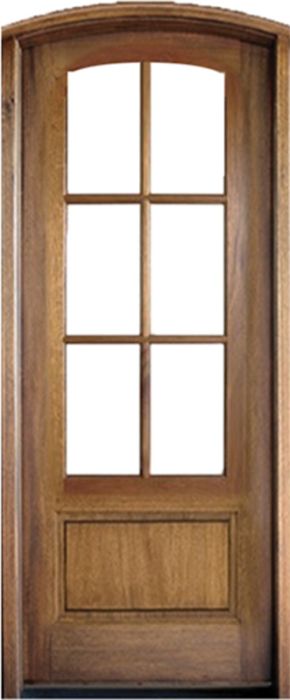 96" Mahogany or Knotty Alder Tiffany TDL 6 Lite Single Door/Arch Top|E-01A