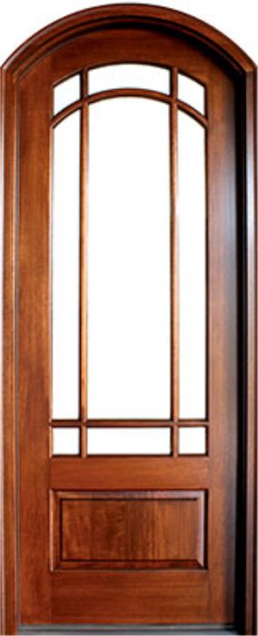 96" Mahogany Tiffany TDL 9 Lite Single Door/Arch Top