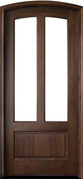 96" Mahogany Trinity TDL 2 Lite Single Door/Arch Top, 2-1/4" Thick