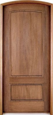 96" Mahogany Trinity 2 Panel Single Door/Arch Top, 2-1/4" Thick