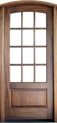 96" Mahogany Trinity TDL 12 Lite Single Door/Arch Top, 2-1/4" Thick