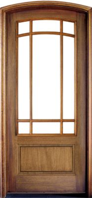 96" Mahogany Trinity TDL 9 Lite Single Door/Arch Top, 2-1/4" Thick