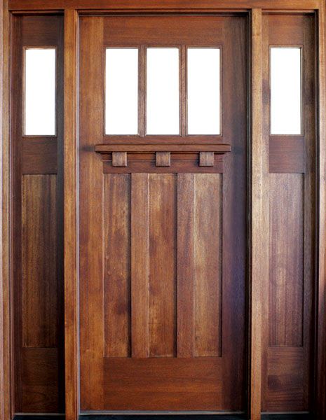 96" Mahogany Tuscany TDL 3 Lite Single Door/2Sidelite
