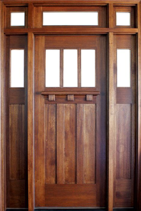 80" Mahogany Tuscany TDL 3 Lite Single Door/Wraparound Transom