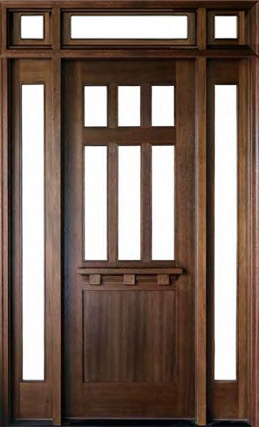 96" Mahogany Tuscany Glencoe TDL 6 Lite Single Door/Wraparound Transom