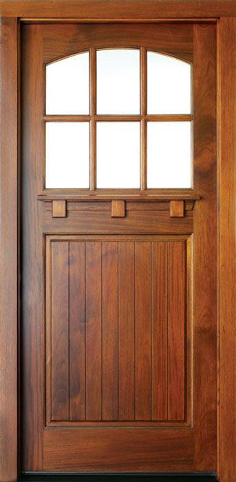 96" Craftman Mahogany Linville TDL 6 Lite Single Door