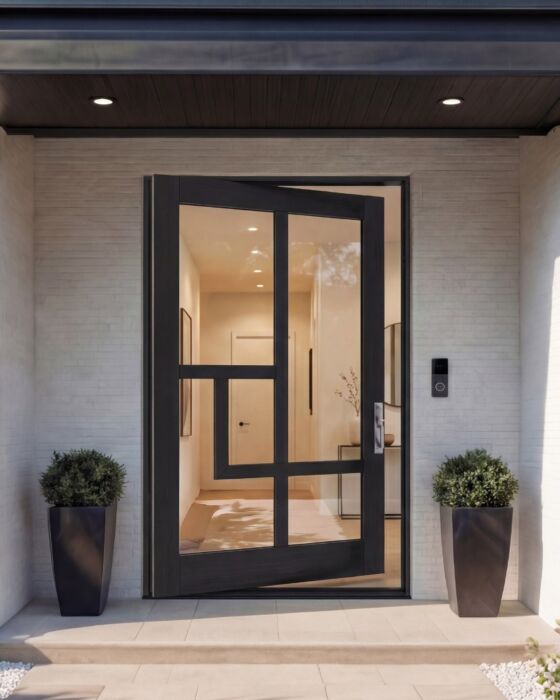 Vektra | Multiple, Full Glass, Asymmetrical / Artistic SDL Modern Shaker Pivot Door
