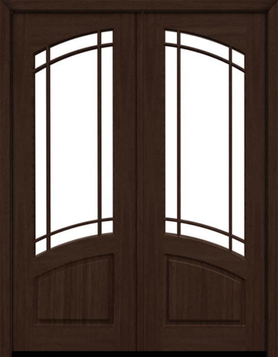 96" Mahogany Venice 3 Lite SDL Double Door | HVHZ Impact