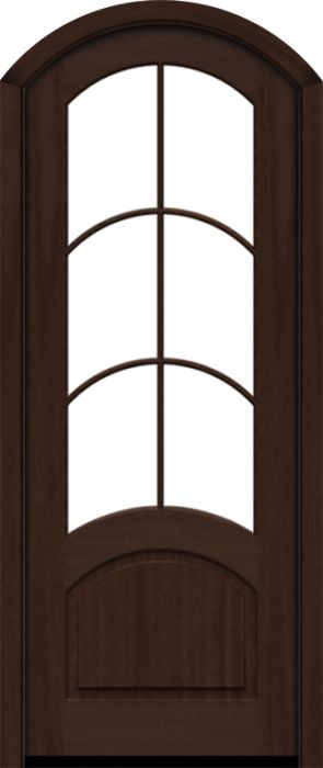 96" Mahogany Venice 6 Lite SDL Single Door/Arch Top | HVHZ Impact