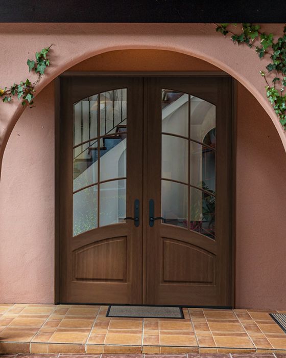 96" Mahogany Venice 6 Lite SDL Double Door | HVHZ Impact