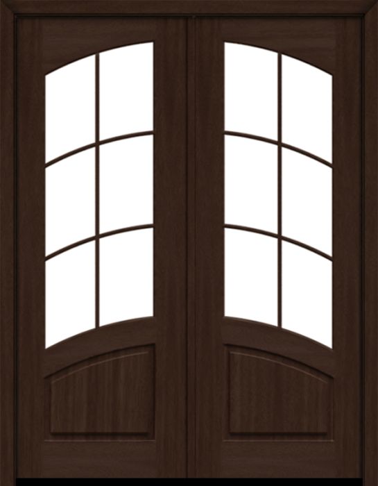 96" Mahogany Venice 6 Lite SDL Double Door | HVHZ Impact