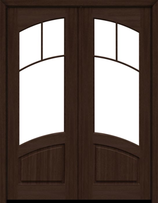 96" Mahogany Venice 9 Lite Prairie SDL Double Door | HVHZ Impact
