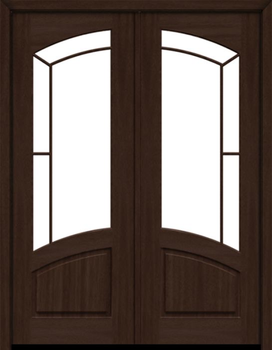 96" Mahogany Venice Border Lite SDL Double Door | HVHZ Impact