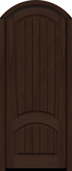 96" Mahogany Venice Grooved Solid Panel Single Door/Arch Top | HVHZ Impact