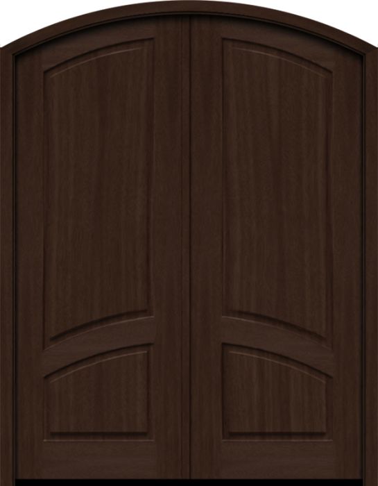 96" Mahogany Venice Solid Panel Double Door/Arch Top | HVHZ Impact