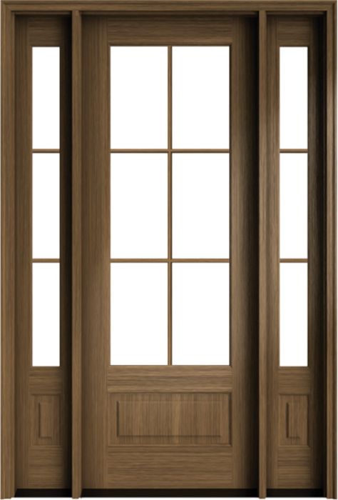 96" Mahogany Wakefield 6 Lite SDL Single Door/2Sidelite