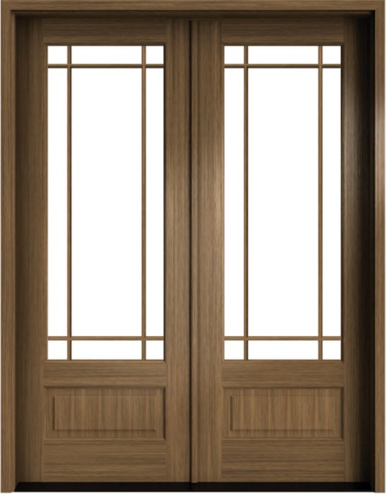 96" Mahogany Wakefield 9 Lite Prairie SDL Double Door