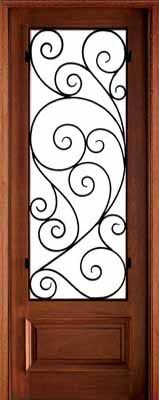 96" Mahogany Wakefield Single Door w Burlwood Iron