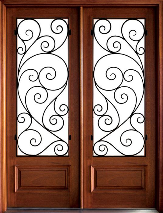 96" Mahogany Wakefield Double Door w Burlwood Iron