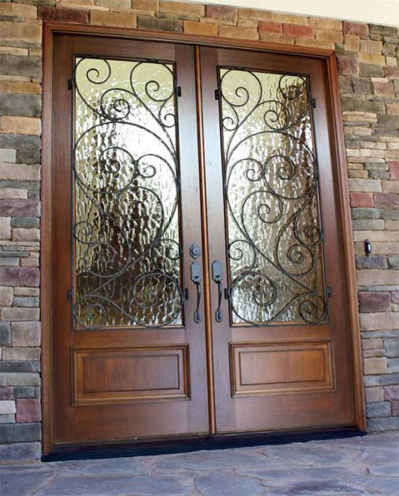 96" Mahogany Wakefield Double Door w Burlwood Iron Reverse