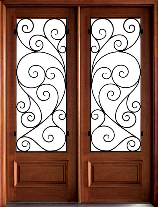 96" Mahogany Wakefield Double Door w Burlwood Iron Reverse