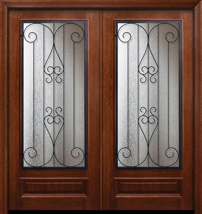 36" x 80" Double 3/4 Lite Lavaca DoorCraft Mahogany Door