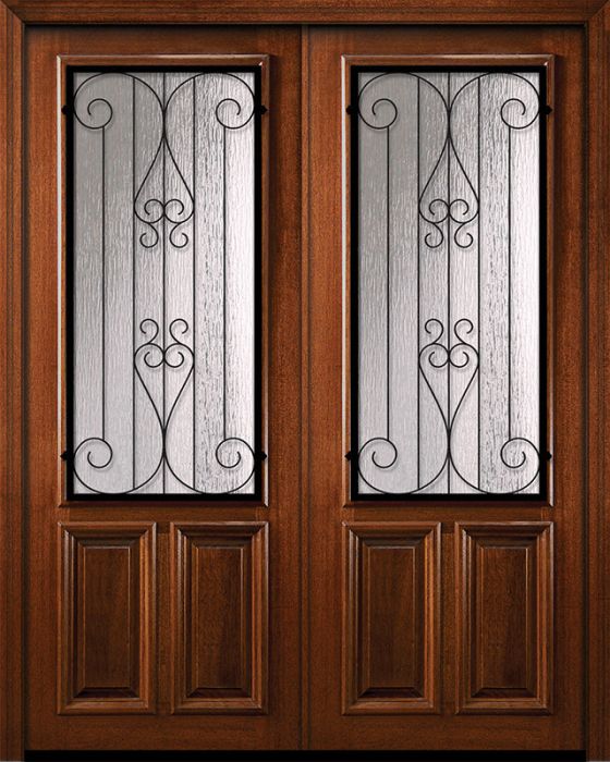 36" x 96" Double 2/3 Lite Lavaca DoorCraft Mahogany Door