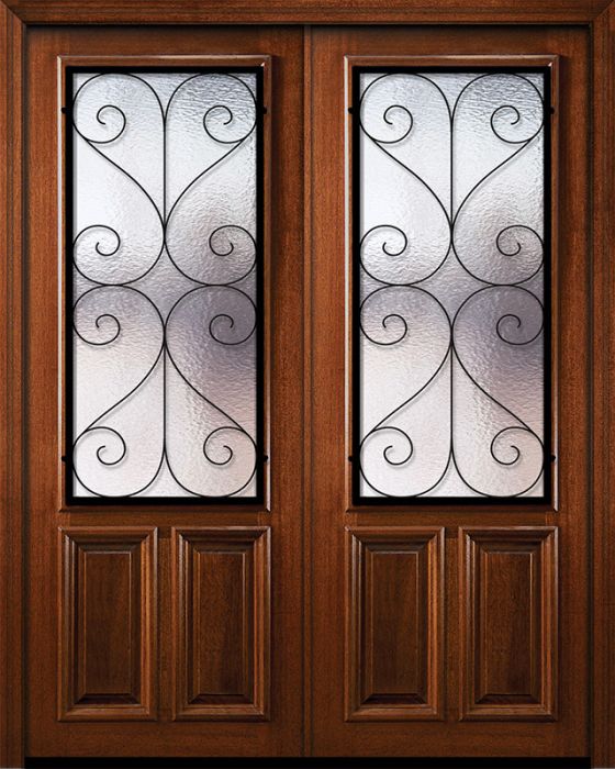 36" x 96" Double 2/3 Lite Salado DoorCraft Mahogany Door